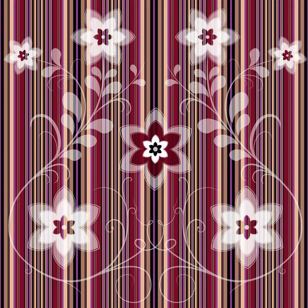 Motif sans couture rayé floral — Image vectorielle