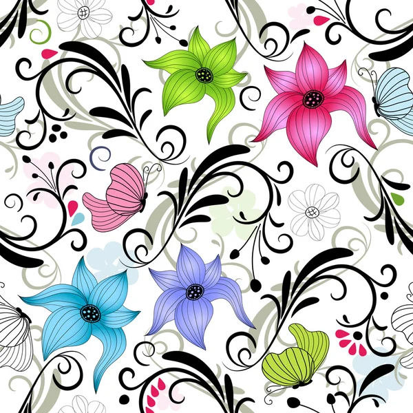 繰り返しの花柄のパターン — ストックベクタ