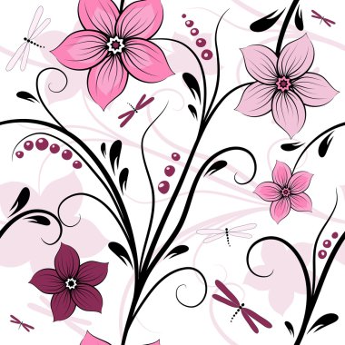 White seamless floral pattern clipart