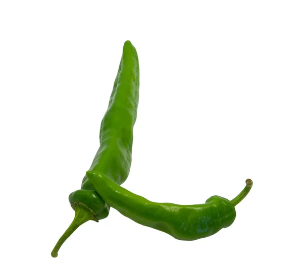 Alfabet l samengesteld uit groene paprika 's — Stockfoto