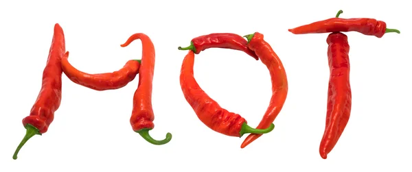 Hot text composed of chili peppers — Stock Photo, Image