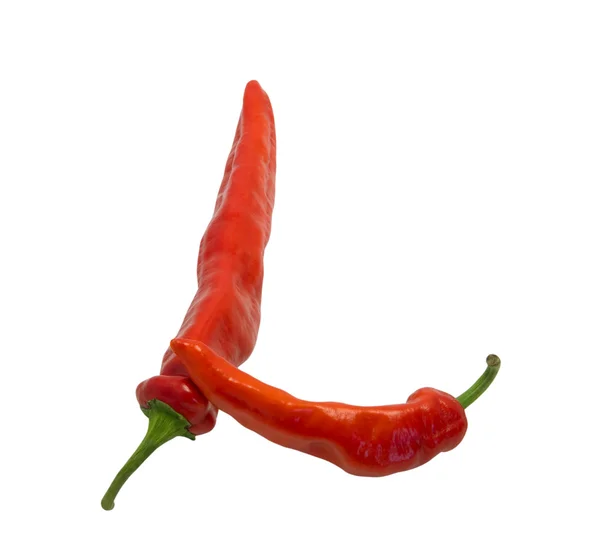 Litera l składa się z papryki chili — Zdjęcie stockowe