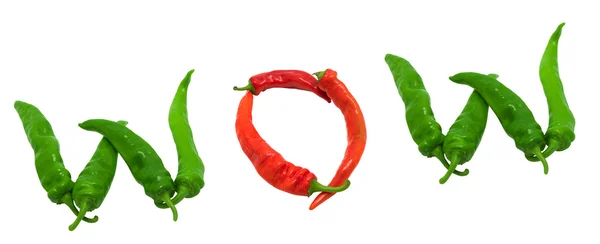 WOW text composed of chili peppers — Stock Photo, Image