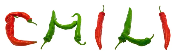 CHILI text composed of peppers — Stock Photo, Image