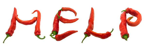 Help-tekst bestaat uit chili peppers — Stockfoto
