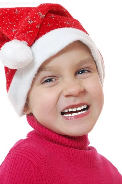 可爱微笑着圣诞老人的小姑娘 — 图库照片