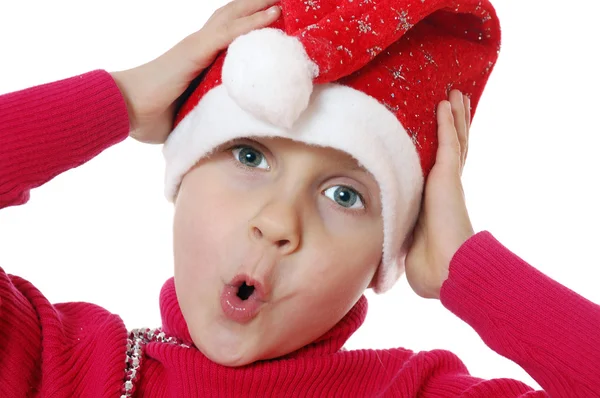 Sevimli sürpriz Noel Baba kız — Stockfoto