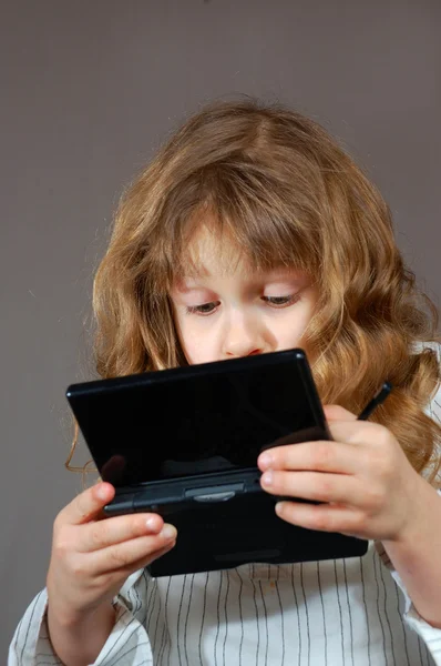 Kid playing computer game — Stock Photo, Image