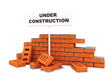 Brick wall under construction clipart