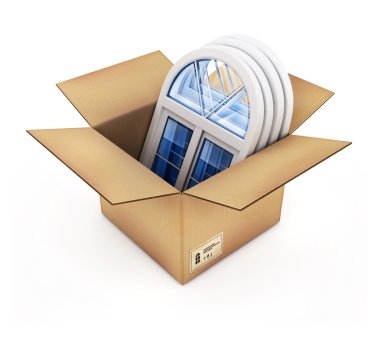 Cardboard box with plastic windows clipart