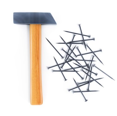 Hammer tool and nails clipart