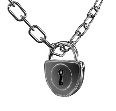 Silver lock with chain isolated clipart