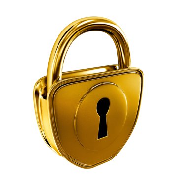 Gold lock isolated clipart