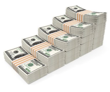 Stages made of packs with dollars money isolated clipart