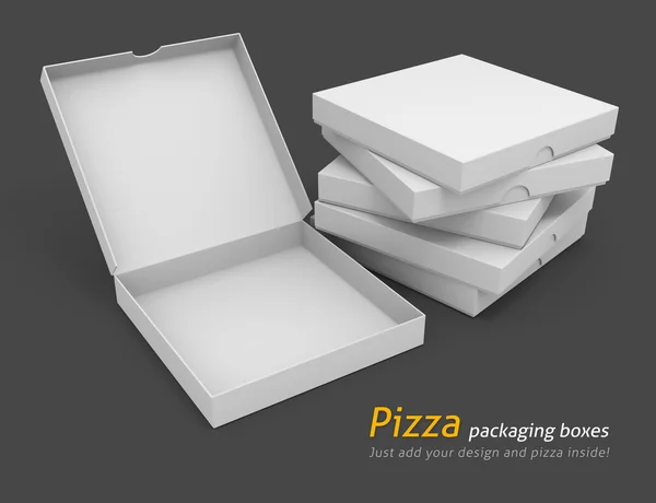 White pizza packaging boxes — Stock Photo, Image
