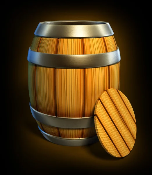 Barril de madeira para vinho e cerveja armazenamento isolado — Fotografia de Stock