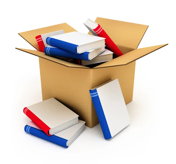 Kartonnen doos met boeken — Stockfoto