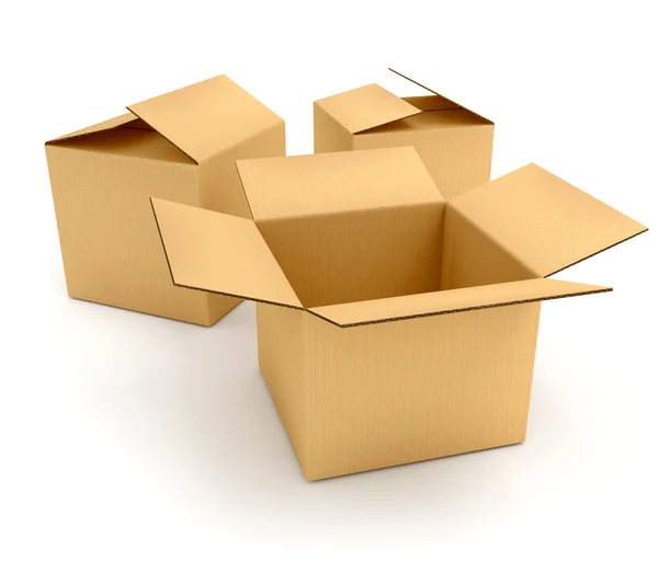 Три пустые коробки — стоковое фото