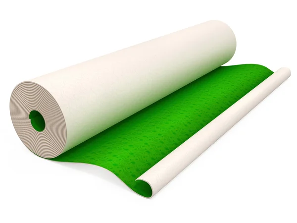 Zielony tapety do ściany domu, obejmujących na białym tle — Zdjęcie stockowe