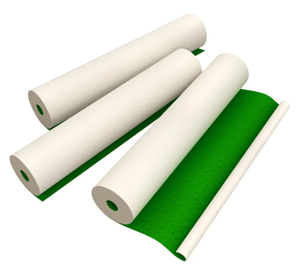 Zielony tapety do ściany domu, obejmujących na białym tle — Zdjęcie stockowe