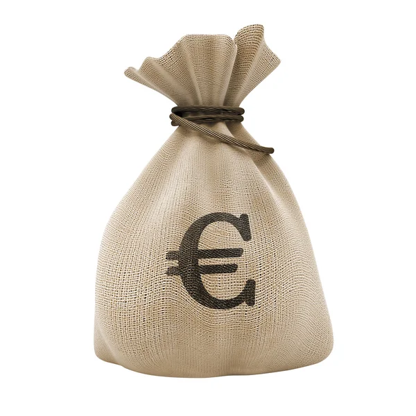 Saco com euro dinheiro — Fotografia de Stock