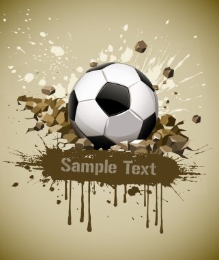 Grunge football soccer ball falling on ground clipart