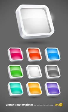 3d colour icons set eps10 clipart