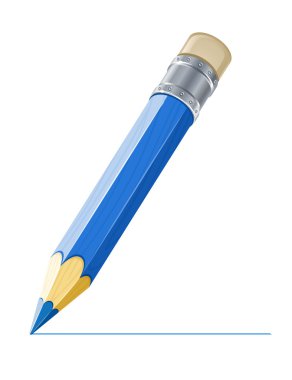 Blue pencil drawing line clipart