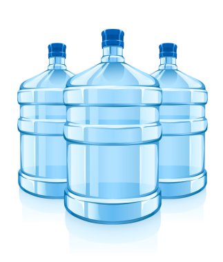 Three big bottles with clean blue water drink clipart
