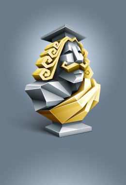 Antique sculpture bust of wise professor clipart