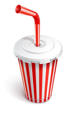 Paper fast food cup with red tube clipart