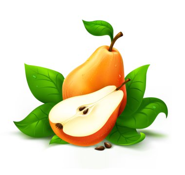 Fresh pear with cut clipart