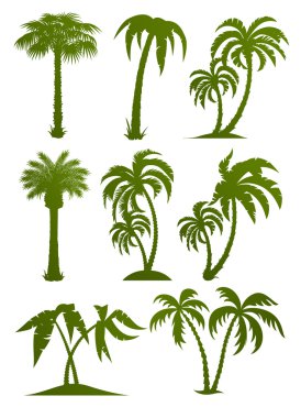 Set of palm tree silhouettes clipart
