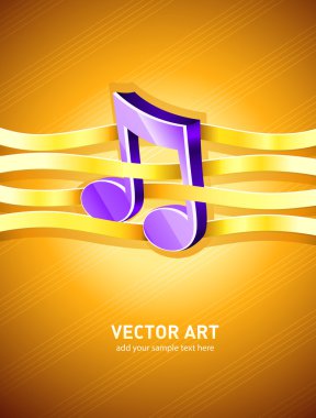 Note musical symbol interlaced by gold ribbon clipart