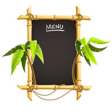 Bamboo frame with tropical palms clipart