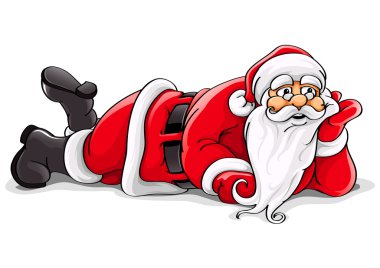 Santa Claus lying Christmas vector illustration clipart