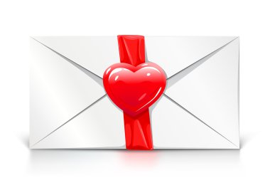 Valentine's day greeting letter with red love heart clipart