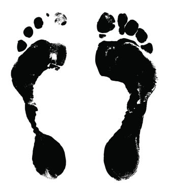 Black ink stamps of human foots clipart