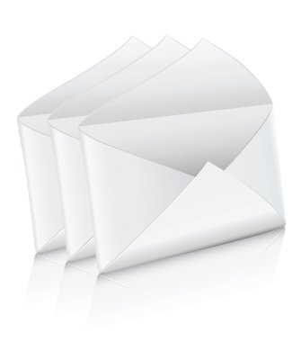 Vector icon three white empty mail envelope opened clipart