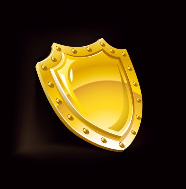 Gold security shield guard protection equipment vector illustrat clipart