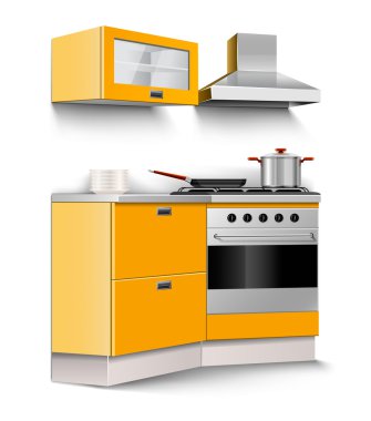 Vector new kitchen room furniture isolated clipart