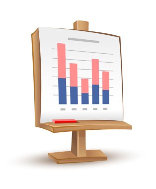 Wooden stand with analytics graph report clipart