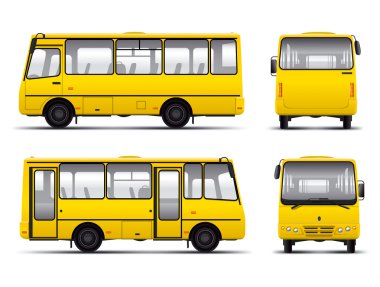 Yellow minibus vector draft template clipart