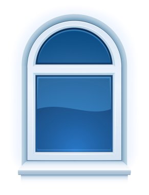 Arched closed plastic window with windowsill clipart