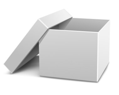 White empty opened cardboard box clipart