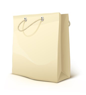 Empty paper shopping bag with handles isolated clipart