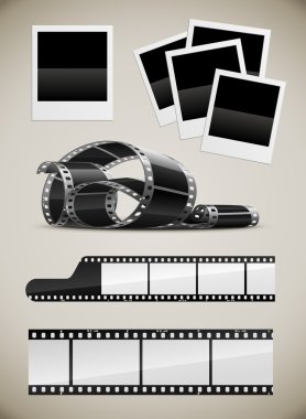 Photo and video film pictures set clipart