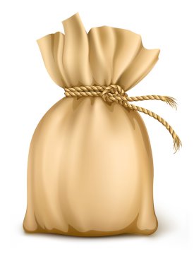 Sack wired by rope isolated clipart