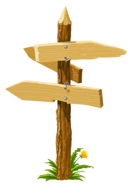 Wooden direction arrows on the crossroads clipart