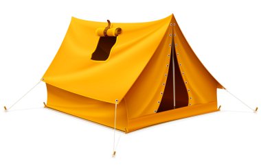 Yellow tourist tent for travel and camping clipart
